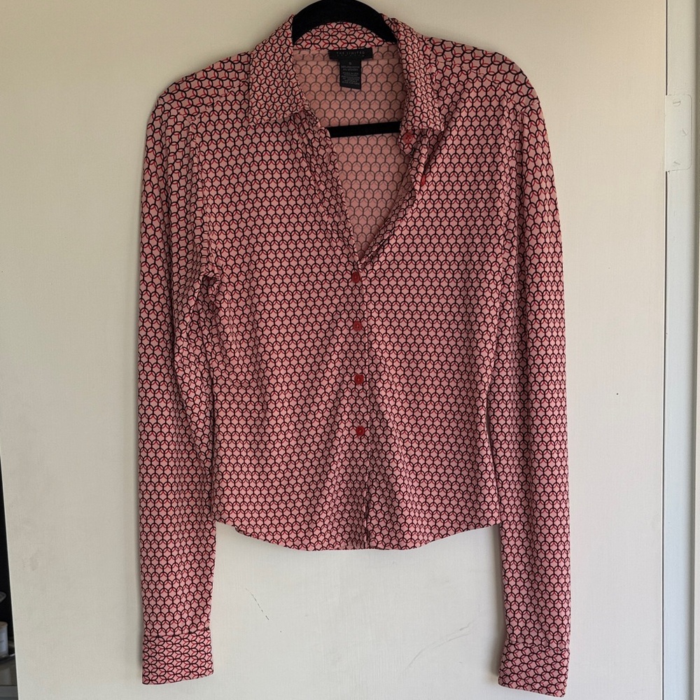 The Limited Red and Black Geometric Button-Down Shirt